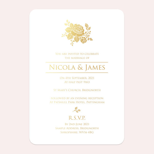 Elegant Rose Foil Wedding Invitation