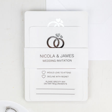 Entwined Rings - Foil Boutique Wedding Invitation & RSVP