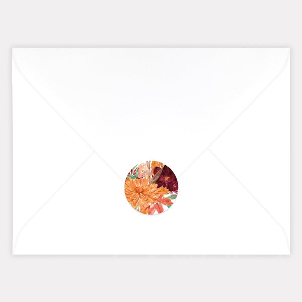Autumnal Flowers Envelope Seal - Pack of 70