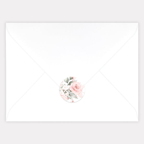 Blush Pink Flowers Envelope Seal - Pack of 70