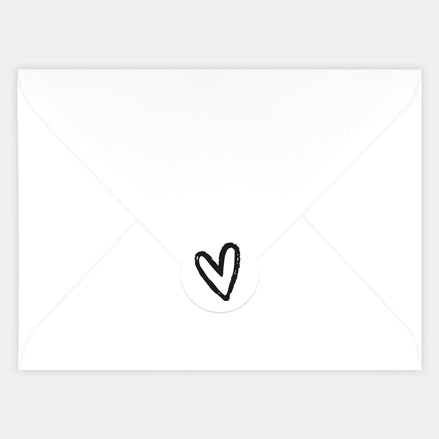 Calligraphy Heart Names Envelope Seal - Pack of 70