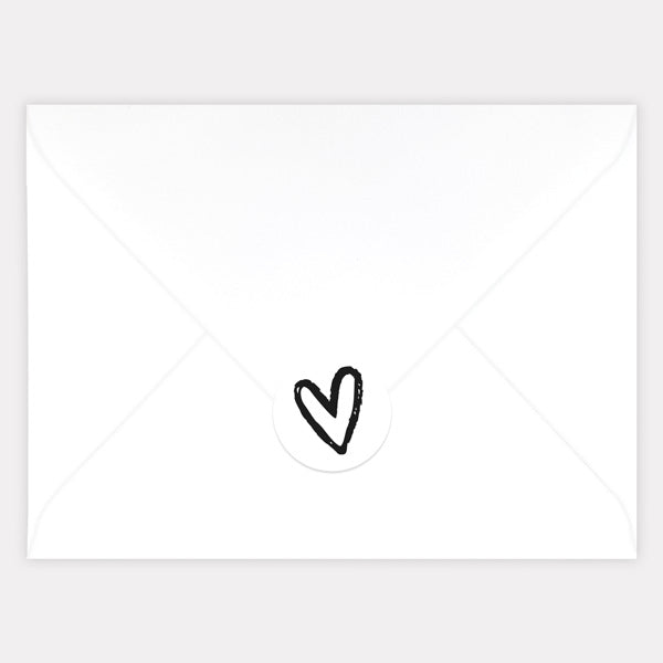 Calligraphy Heart Names Envelope Seal - Pack of 70