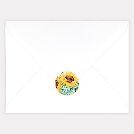 Watercolour Sunflowers Envelope Seal - Pack of 70