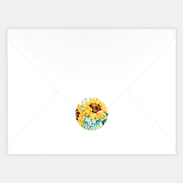 Watercolour Sunflowers Envelope Seal - Pack of 70