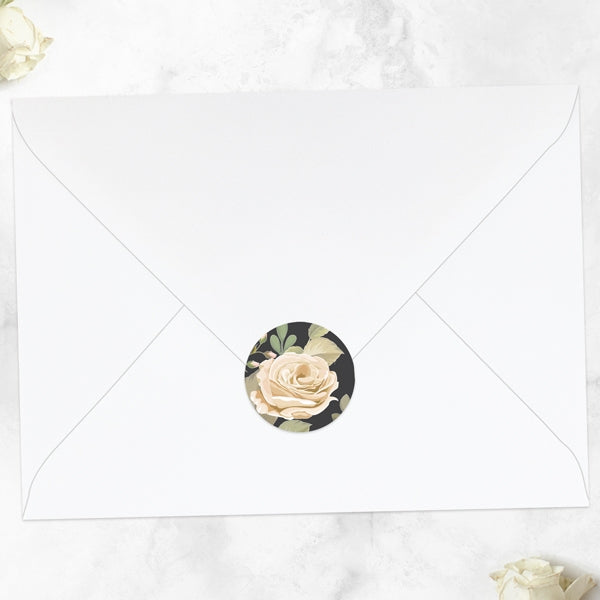 Black & Cream Roses Envelope Seal - Pack of 70