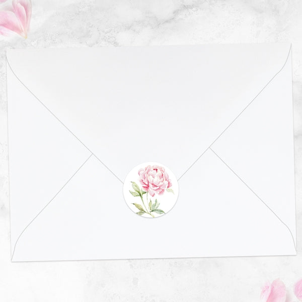 Pretty Pink Peony Envelope Seal - Pack of 70