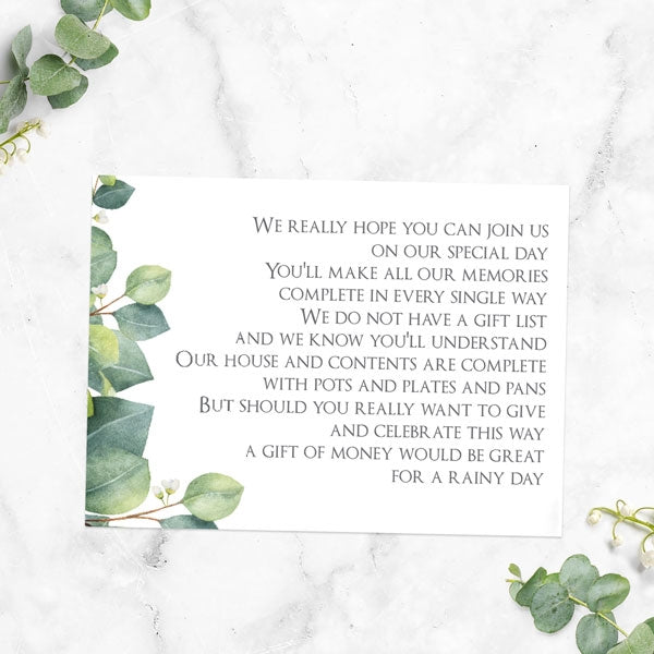 Eucalyptus Garland Gift Poem Card