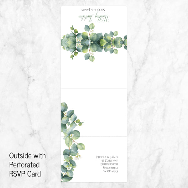 Eucalyptus Garland - Tri Fold Wedding Invitation & RSVP