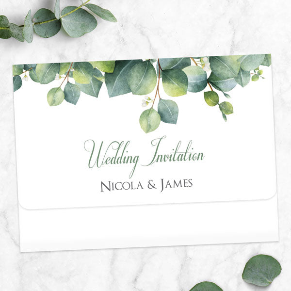 Eucalyptus Garland - Tri Fold Wedding Invitation & RSVP