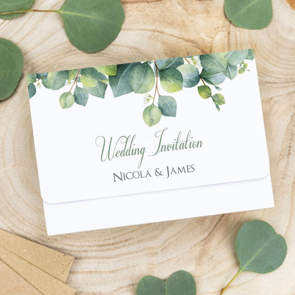 Eucalyptus Garland - Tri Fold Wedding Invitation & RSVP
