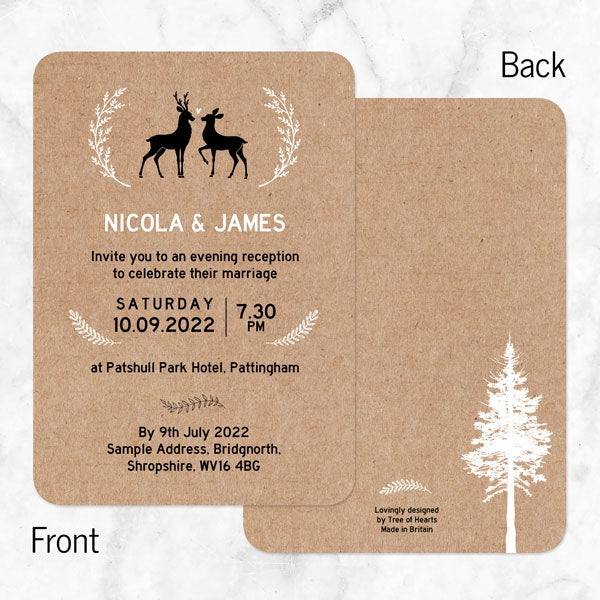 Rustic Woodland Deer Evening Invitation