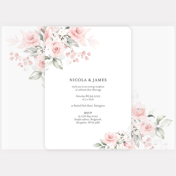 Blush Pink Flowers Evening Invitation with Vellum Wrap
