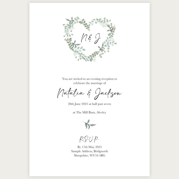 Eucalyptus Heart - Luxe Evening Invitation