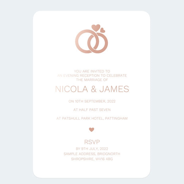 Entwined Rings Foil Evening Invitation