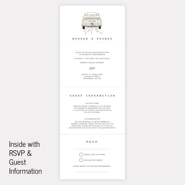 Vintage Classic Car - Tri Fold Evening Invitation & RSVP