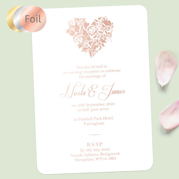 Ornate Heart - Foil Evening Invitations