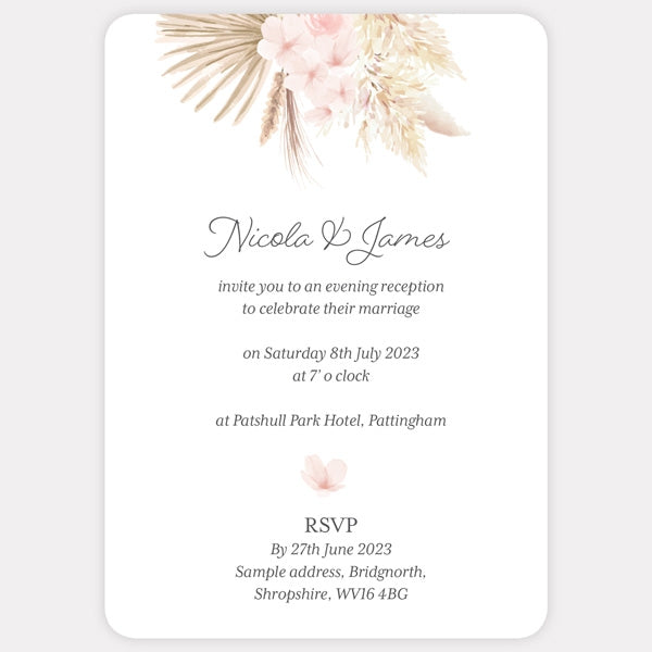 Pampas Floral Evening Invitation