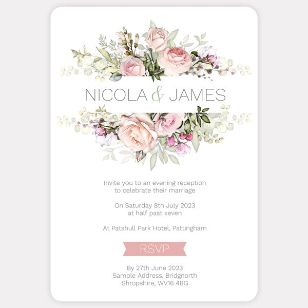 Pink Country Flowers - Boutique Evening Invitation