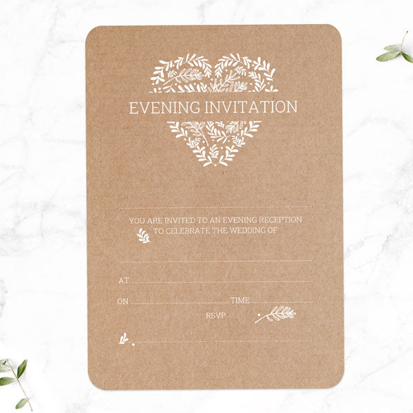 Rustic Heart - Ready to Write Evening Invitations - Fast Delivery at ...