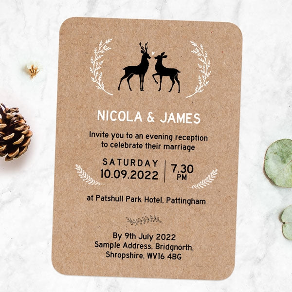 Rustic Woodland Deer Evening Invitation