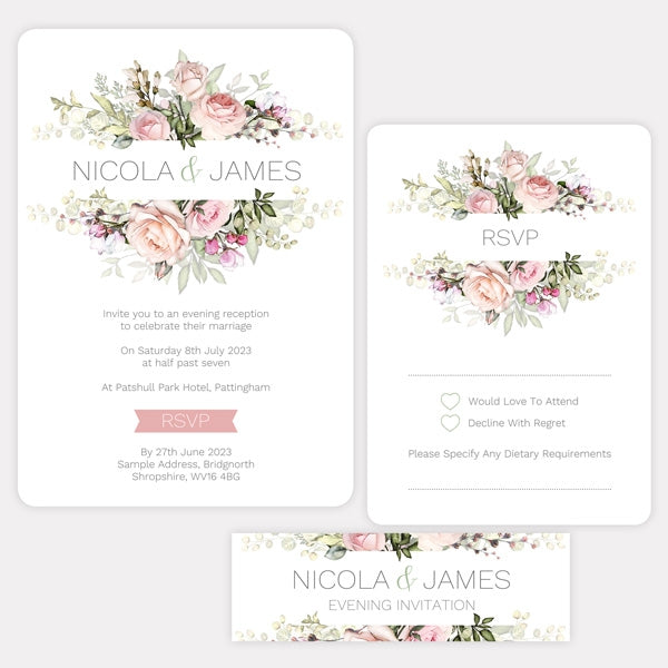 Pink Country Flowers - Boutique Evening Invitation