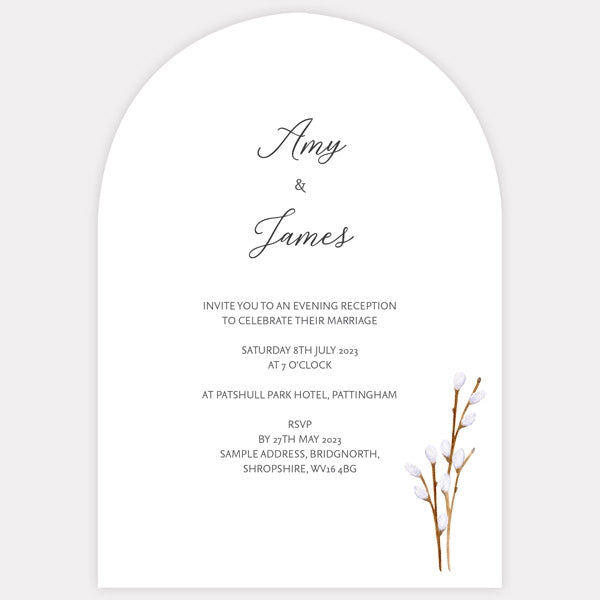 Watercolour Pussy Willow - Iridescent Evening Invitation