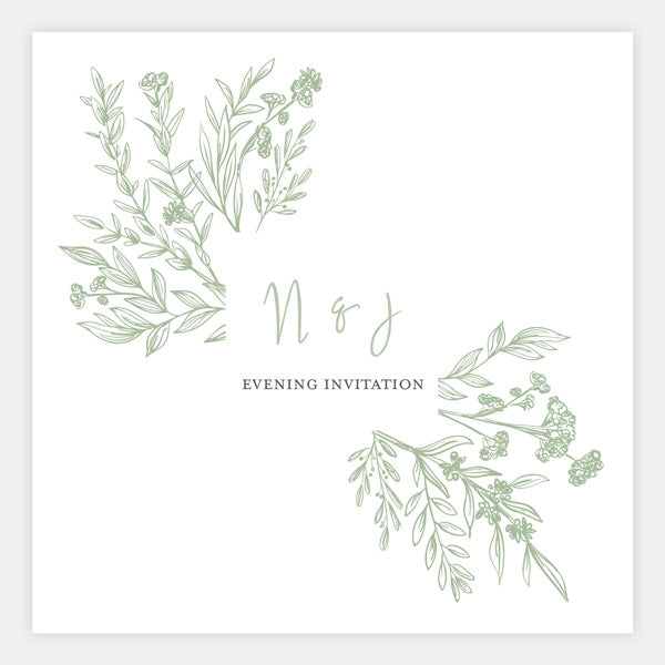 Wildflower Meadow Sketch Iridescent Gatefold Evening Invitation
