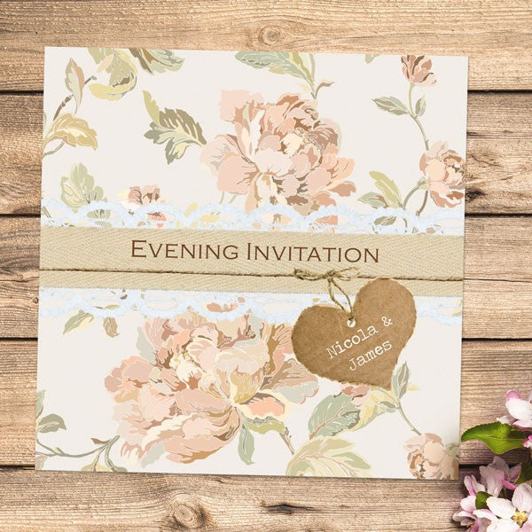 Shabby Chic Flowers - Evening Invitations