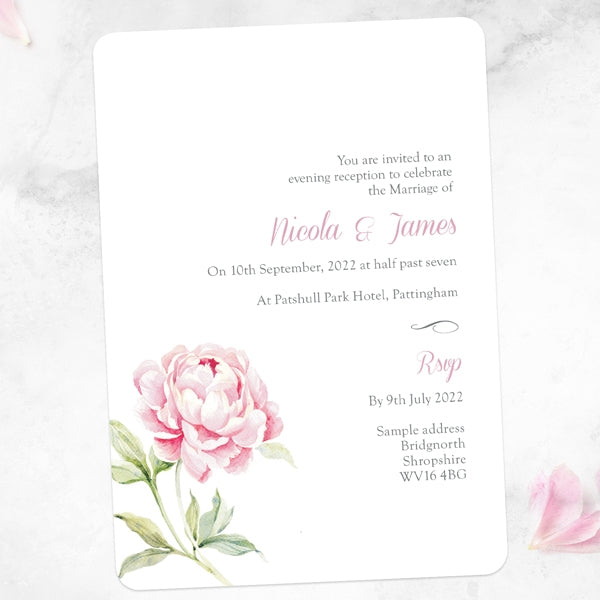 Pretty Pink Peony - Iridescent Evening Invitation