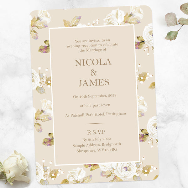 Vintage Cream Roses - Evening Invitations