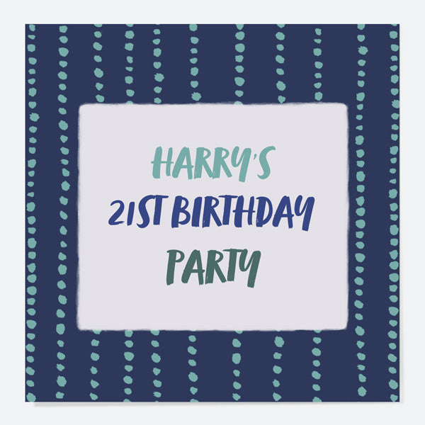 21st Birthday Invitations - Navy Brushstroke Typography - Pack of 10