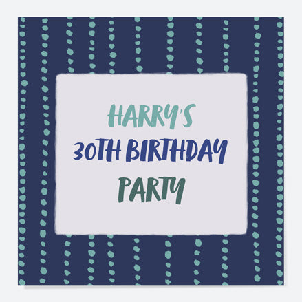 30th Birthday Invitations - Navy Brushstroke Typography - Pack of 10