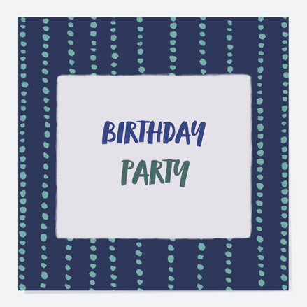Ready To Write Birthday Invitations - Navy Brushstroke Typography - Pack of 10