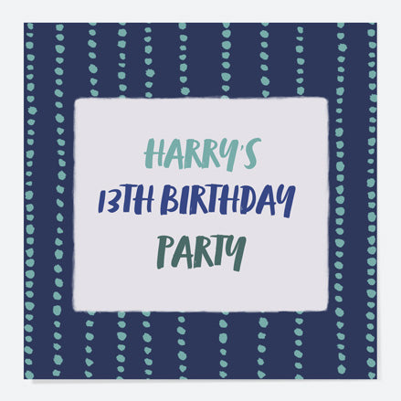 Kids Birthday Invitations - Navy Brushstroke Typography - Pack of 10