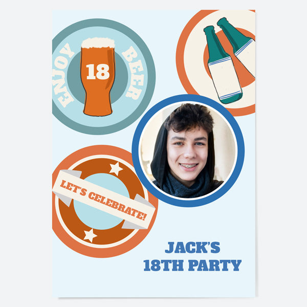 18th Birthday Invitations - Beer Mat Photo - Pack of 10