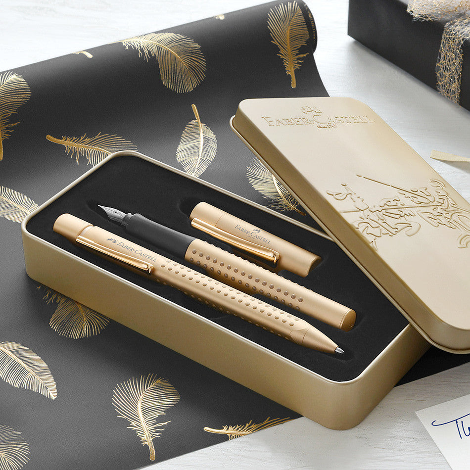 Faber-Castell Grip Fountain Pen and Ballpoint Set Limited Edition Gold