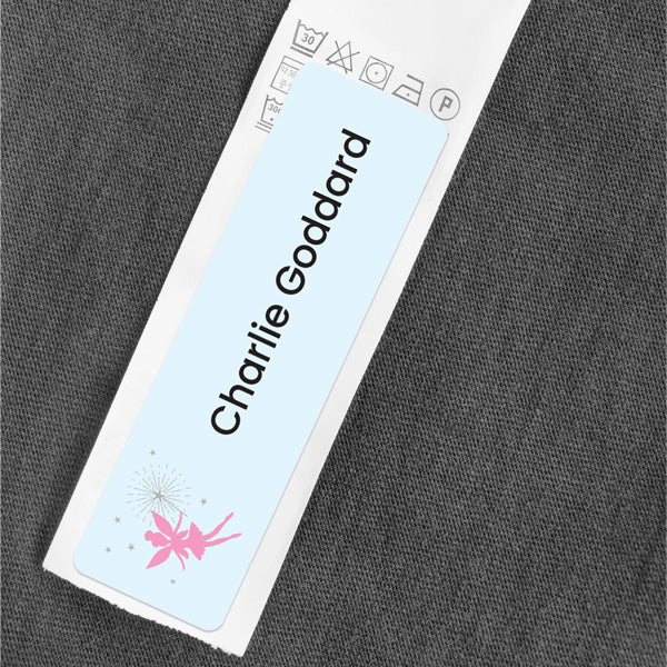 Medium Personalised Stick On Waterproof (Clothing/Equipment) Name Labels - Fairy Garden Wand - Pack of 36