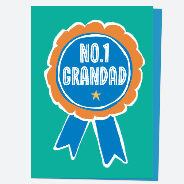 Father's Day - Blue Rosette - No 1 Grandad