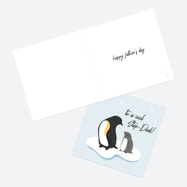 Father's Day Card - Penguins - Cool Step-Dad