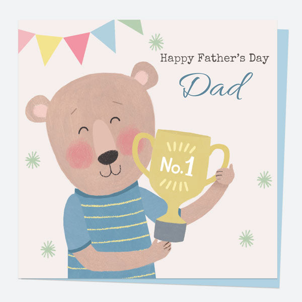 Father's Day Card - Dotty Bear Trophy - No. 1 Dad