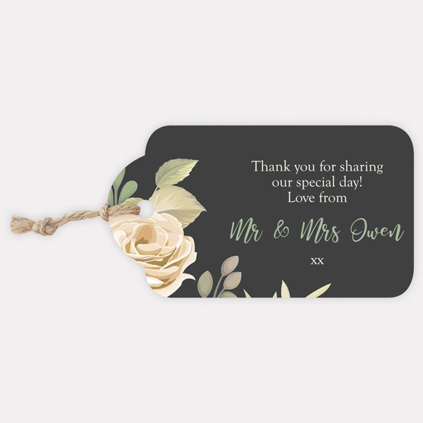 Black & Cream Roses - Favour Tag