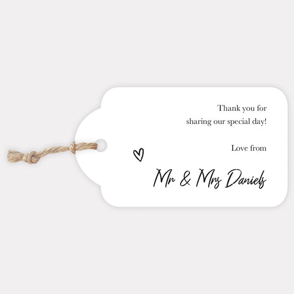 Calligraphy Heart Names - Favour Tag