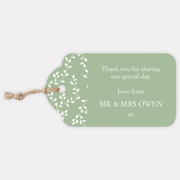 Delicate Leaf Pattern Iridescent Favour Tag