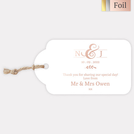 Formal Monogram Foil Favour Tag