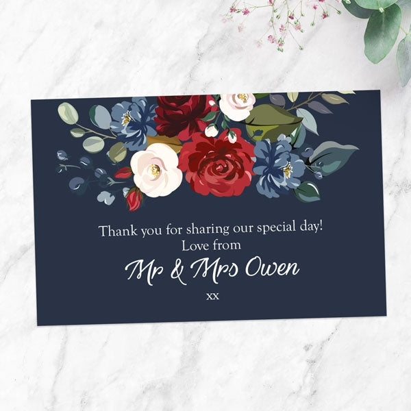 Navy Jewel Flowers - Favour Tag