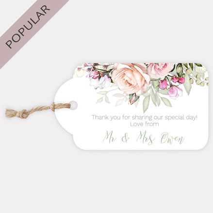 Pink Country Flowers - Favour Tag