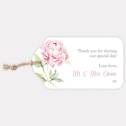 Pretty Pink Peony Iridescent Favour Tag