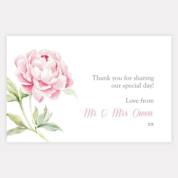 Pretty Pink Peony Iridescent Favour Tag