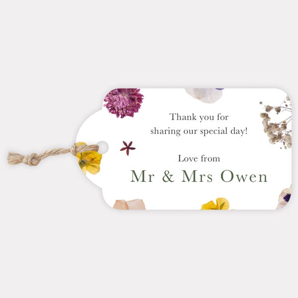 Pressed Flowers Favour Tag