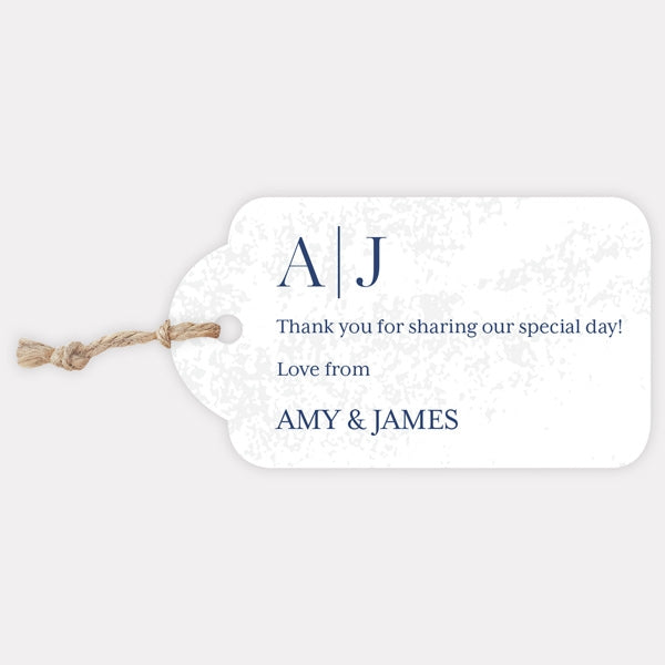 Textured Simplistic Monogram Iridescent Favour Tag